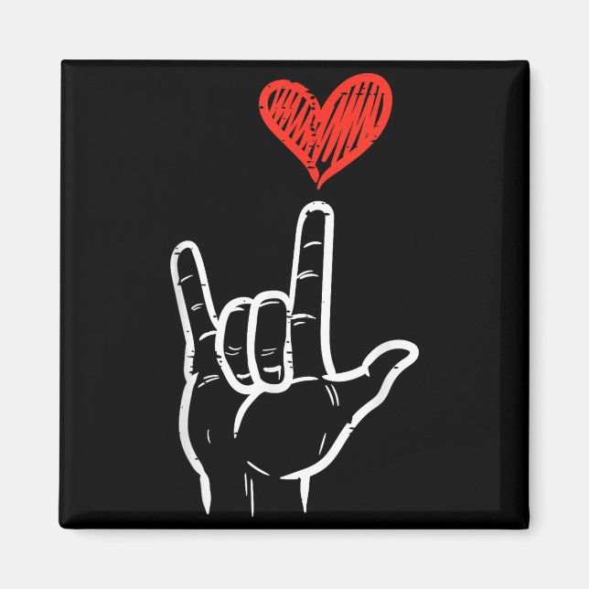 Valentines Day I Love You Hand Sign Asl Heart Wome Magnet (Front)