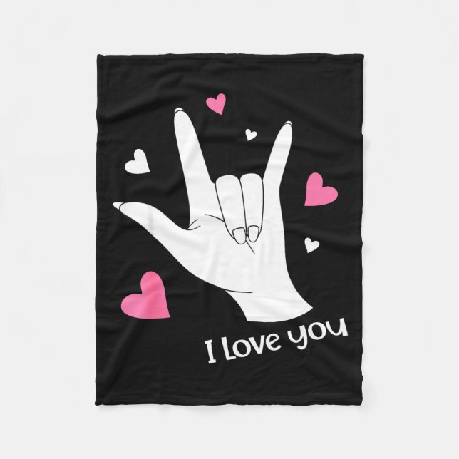 Valentines Day I Love You Hand Sign Language Asl H Fleece Blanket (Front)