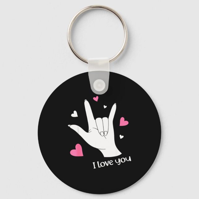 Valentines Day I Love You Hand Sign Language Asl H Key Ring (Front)