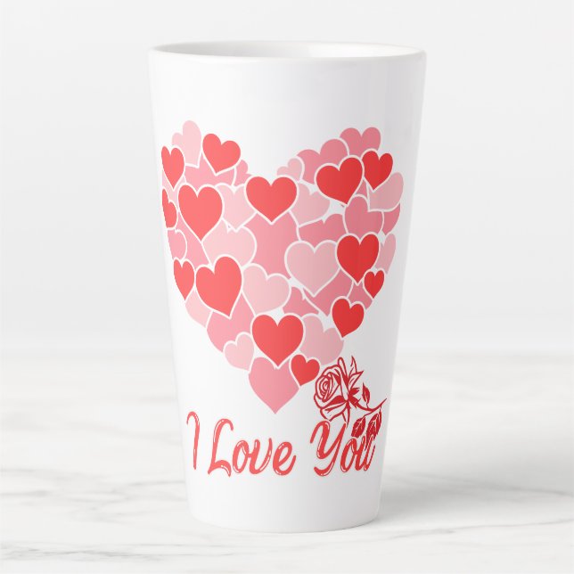 Valentine's Day I Love You hearts and rose Latte Mug (Front)