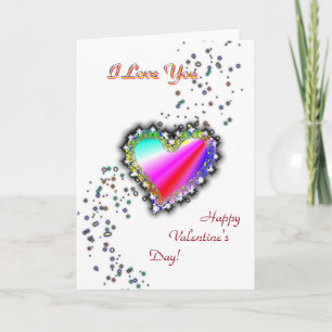 Valentine's Day , I Love You , Rainbow Heart Holiday Card