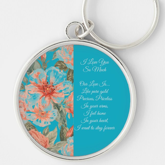 Valentines Day, I Love You So Much, Love Poem  Key Key Ring (Front)