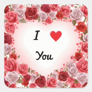 Valentine's Day I Love You Square Sticker