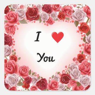 Valentine's Day I Love You Square Sticker