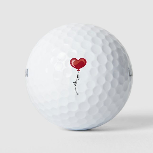 Valentines Day I love You Typography Golf Balls (Front)