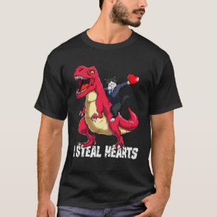 Valentines Day I Steal Hearts Dabbing Cat Riding D T-Shirt