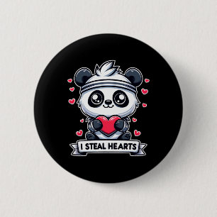 Valentine's Day I Steal Hearts Panda Bear Cute Fun 6 Cm Round Badge