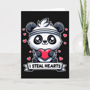 Valentine's Day I Steal Hearts Panda Bear Cute Fun Card