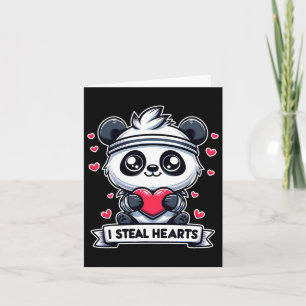 Valentine's Day I Steal Hearts Panda Bear Cute Fun Card
