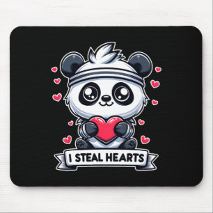 Valentine's Day I Steal Hearts Panda Bear Cute Fun Mouse Mat
