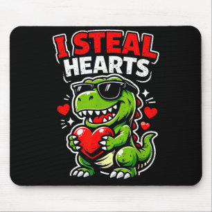 Valentines Day I Steal Hearts T-rex  Mouse Mat