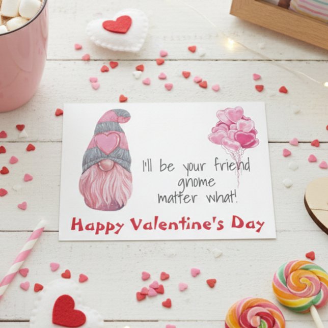 Valentine's Day I'll be Your Friend Gnome Matter Postcard (Creator Uploaded)