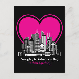 Valentine's Day in Chicago City Postcard