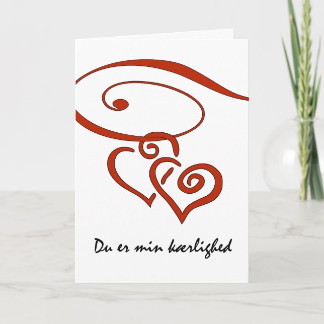 Valentine's Day in Danish, Hearts Swirl Together Holiday Card (Front)