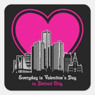 Valentine's Day in Detroit City Square Sticker