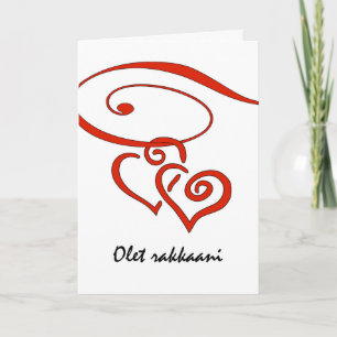 Valentine's Day in Finnish, Hearts Swirl Together Holiday Card