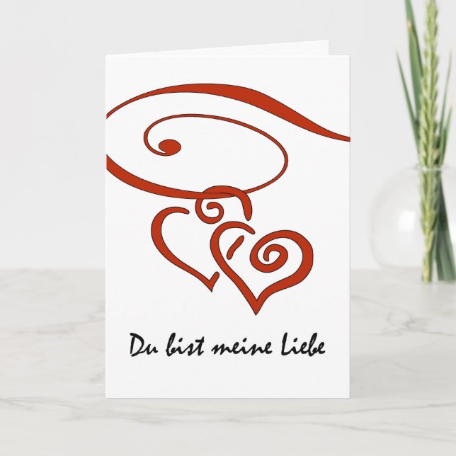 Valentine's Day in German, Hearts Swirl Together Holiday Card (Front)