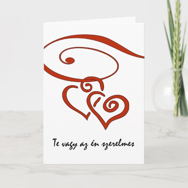 Valentine's Day in Hungarian, Hearts Together Holiday Card (Front)
