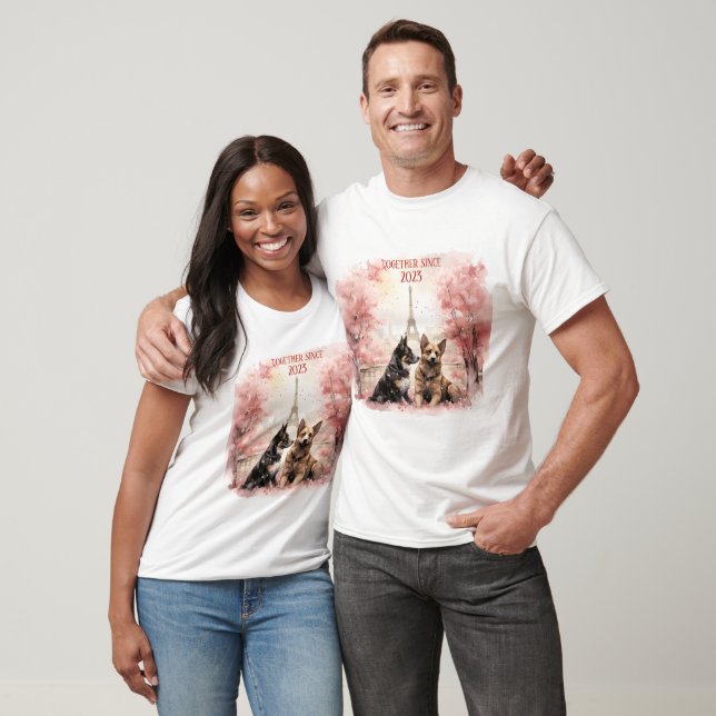 Valentine's Day in Paris - Couple of dogs -  T-Shirt (Unisex)
