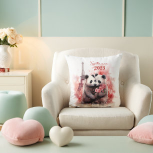 Valentine's Day in Paris - Couple of pandas - Cushion
