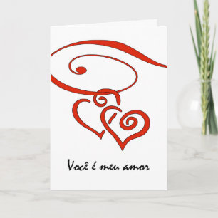 Valentine's Day in Portuguese, Hearts Together Holiday Card