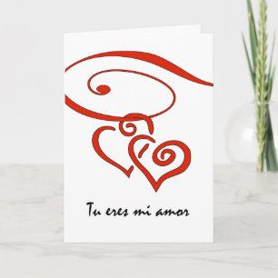 Valentine's Day in Spanish, Hearts Swirl Together Holiday Card