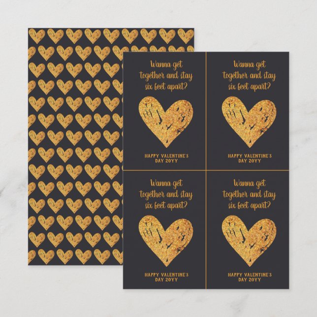 Valentine's Day Joke Covid Glitter Gold and Black Card (Front/Back)