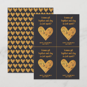 Valentine's Day Joke Covid Glitter Gold and Black Card