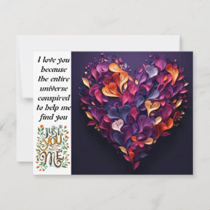 Valentine's day just you and me holiday postcard