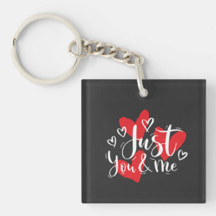 Valentines day just you my cute red hearts key ring