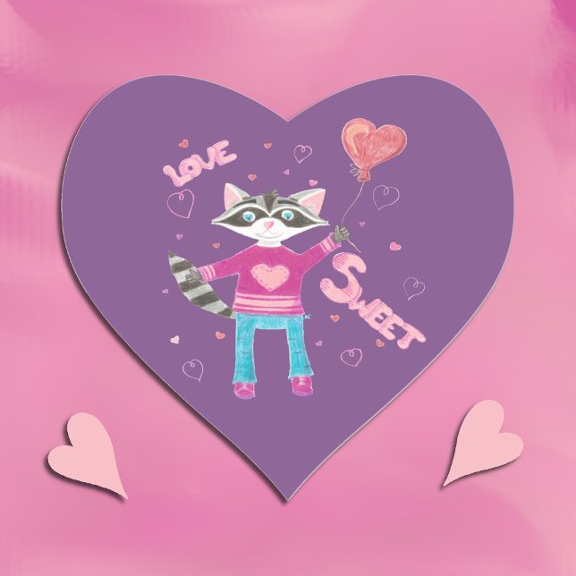 Valentine's Day kid racoon stickers (Creator Uploaded)
