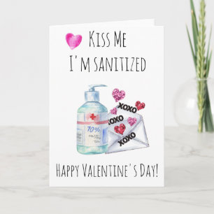 Valentine's Day Kiss me I'm Sanitised Quarantine Card
