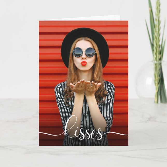 Valentine's Day Kisses with Your Photo Card (Front)