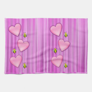 Valentine's Day Kitchen hand towel, Bee Tea Towel