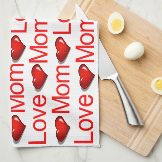 Valentine's Day Kitchen hand towel Love Mum (Quarter Fold)