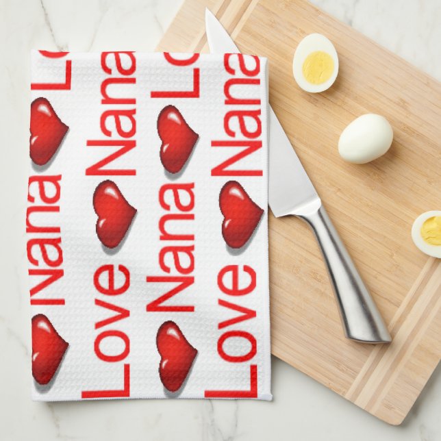 Valentine's Day Kitchen hand towel Love Nana (Quarter Fold)