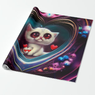 Valentine's Day Kitten Wrapping Paper