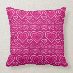Valentine's Day Knitted Pattern 2 Cushion