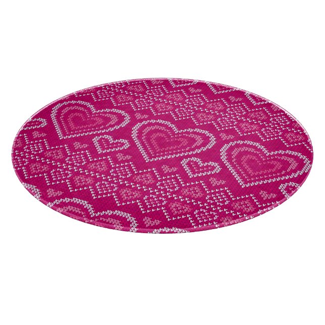 Valentine's Day Knitted Pattern 2 Cutting Board (Corner)