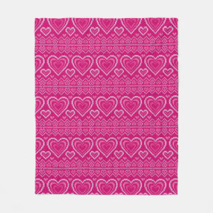 Valentine's Day Knitted Pattern 2 Fleece Blanket