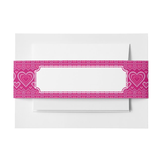 Valentine's Day Knitted Pattern 2 Invitation Belly Band (Front Example)