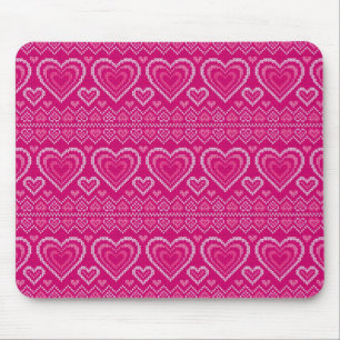 Valentine's Day Knitted Pattern 2 Mouse Mat