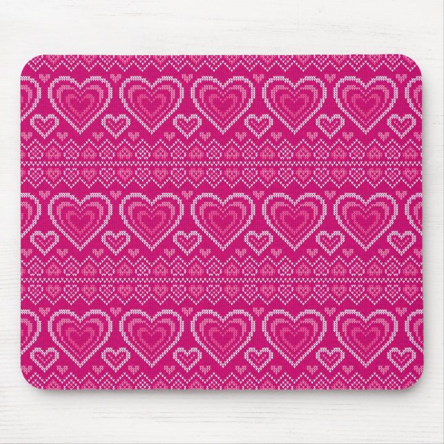 Valentine's Day Knitted Pattern 2 Mouse Mat (Front)