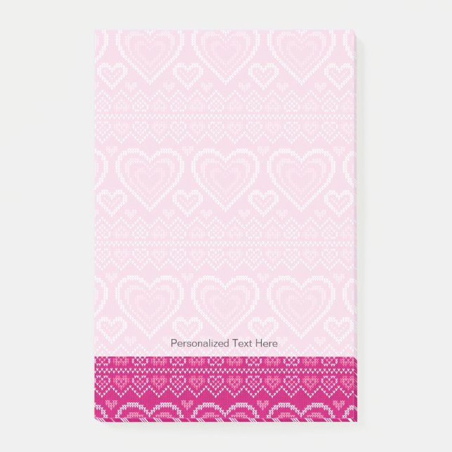 Valentine's Day Knitted Pattern 2 Post-it Notes (Front)