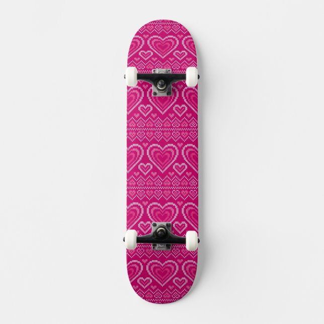 Valentine's Day Knitted Pattern 2 Skateboard (Front)