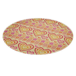 Valentine's Day Knitted Pattern Cutting Board