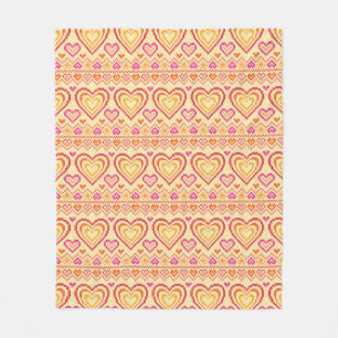 Valentine's Day Knitted Pattern Fleece Blanket
