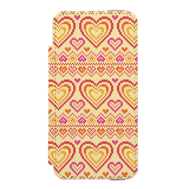Valentine's Day Knitted Pattern Incipio iPhone Wallet Case (Folio Front)