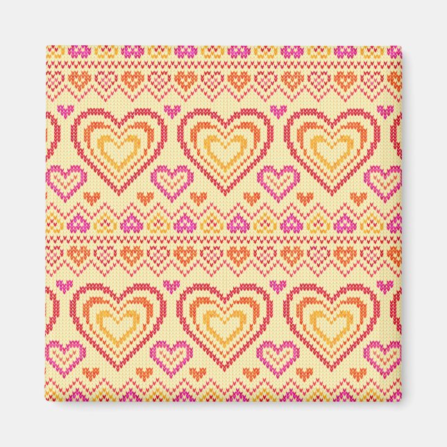 Valentine's Day Knitted Pattern Magnet (Front)