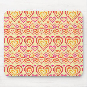 Valentine's Day Knitted Pattern Mouse Mat